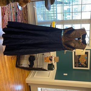 Blue embellished evening gown